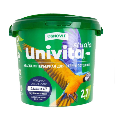 Краска для стен и потолков Матовая база С 2,7 л Основит Univita Studio Lusso III CM3