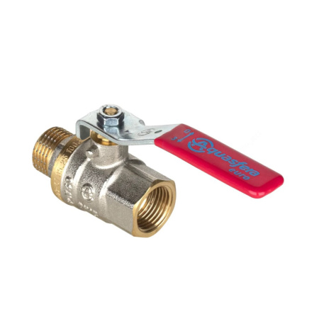 Картинка Кран шаровой 1003 Euro Ду20 3/4" ВР/НР никелированный полнопроходной рычаг красный Aquasfera