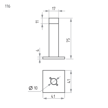 Картинка Ограничитель дверной настенный 116 Старая медь