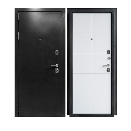 Дверь ДК Рубикон -2 А 860х2050 Правая Серебро/Белый с фурнитурой и цилиндром