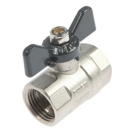 Кран шаровой ВВ 3/4" бабочка никелированный AQUALINK