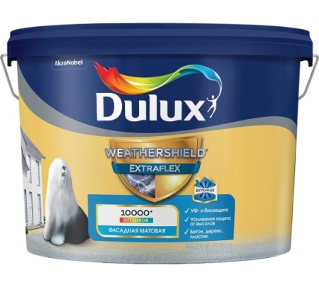 Краска для Фасадов и Цоколей Weathershield Extraflex матовая BC 9 л Dulux