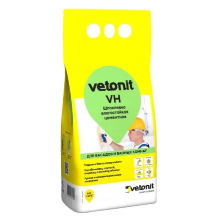 Шпатлевка финишная цементная влагостойкая Белая 5 кг Vetonit VH