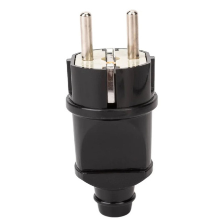 Картинка Вилка прямая с заземлением электрическая Черная 16А 250В 4240 IN HOME