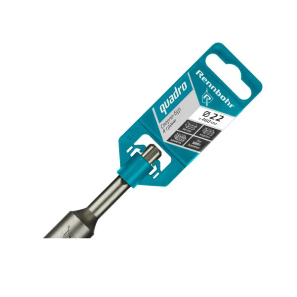 Картинка Бур 22х460 мм SDS-plus 4 грани RENNBOHR Quadro