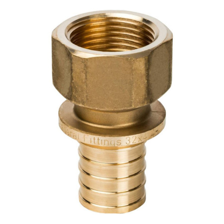 Картинка Переход ВР 32 x G 1" латунь для труб из сшитого полиэтилена аксиальный STOUT