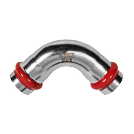 Картинка Угольник Впр-Впр Ø 18 мм 90° Нержавеющая сталь пресс ROMMER