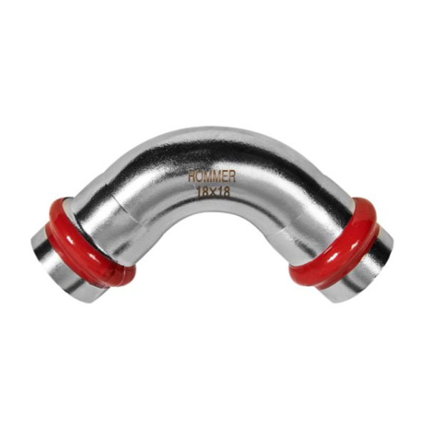 Картинка Угольник Впр-Впр Ø 18 мм 90° Нержавеющая сталь пресс ROMMER