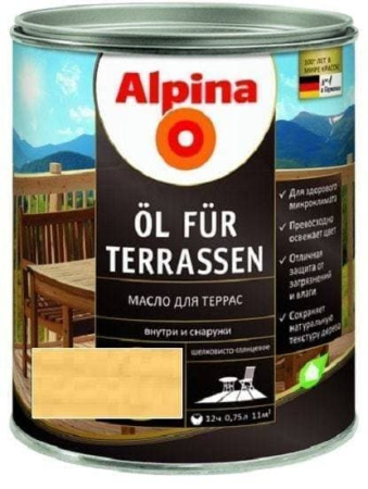 Альпина масло для террас полуматовое Светлое 0,75 л