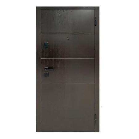 Картинка Дверь Форпост TD8-1 960х2050 Правая Тёмный орех Белое дерево с фурнитурой и цилиндром 9001-1