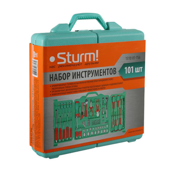 Картинка Набор инструментов электрика 101 предмет кейс Sturm