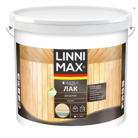 Лак акриловый для дерева Стены и потолки Матовый 9 л Linnimax АКВА