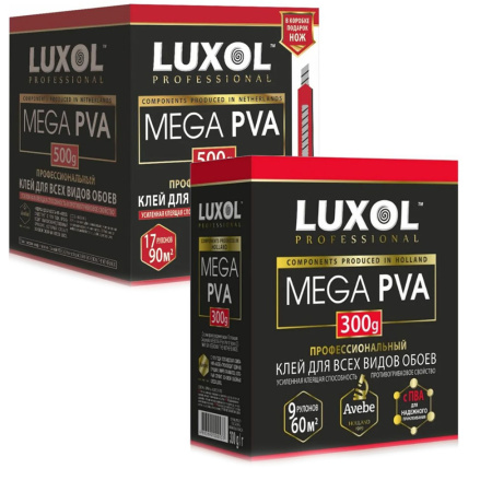 Картинка Клей обойный для всех видов обоев 500 г LUXOL MEGA PVA Professional
