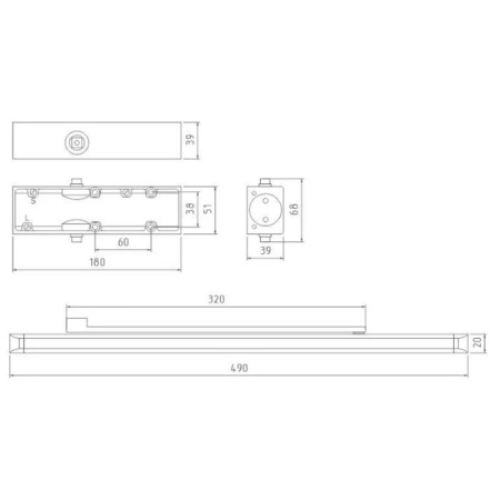 Картинка Доводчик 820 Slider 25-70 кг Графит морозостойкий со скользящей тягой НОРА