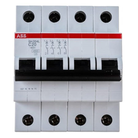 Картинка Автоматический выключатель 4п SH204 С 20А 4,5кА ABB