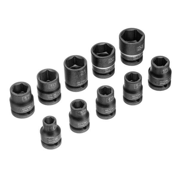 Картинка Набор шестигранных ударных торцевых головок 1/2 10-24 мм 10 шт STELS