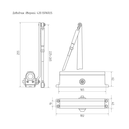 Картинка Доводчик дверной 420 Isparus от 40 до 90 кг Белый НОРА-М