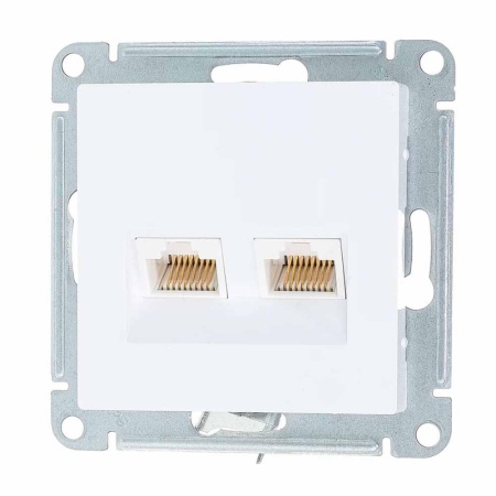 Двойная компьютерная розетка RJ45+RJ45 5E механизм ATLASDESIGN Белая Systeme Electric
