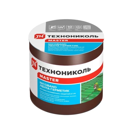 Изображение Лента-герметик ТЕХНОНИКОЛЬ NICOBAND 10 см 3 м Коричневая Картинка Лента-герметик ТЕХНОНИКОЛЬ NICOBAND 10 см 3 м Коричневая