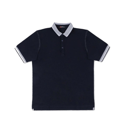 Футболка Поло с полосатым воротом цвет Темно-синий размер 52 М5811К