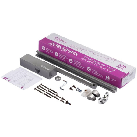 Картинка Доводчик 820 Slider 25-70 кг Графит морозостойкий со скользящей тягой НОРА