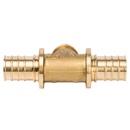 Картинка Тройник 25x16x25 мм латунь для труб из сшитого полиэтилена аксиальный STOUT