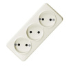 Розетка 3-х местная ОП Frea 16А IP20 250В без заземления АБС-пластик Белая TOKOV ELECTRIC