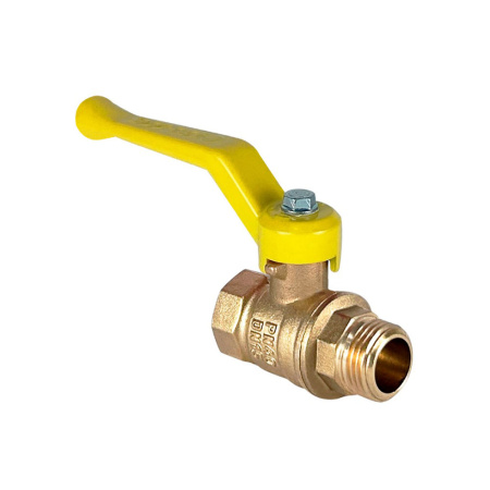 Картинка Кран шаровой для ГАЗа 1 1/4" ВР/НР рычаг латунь никелированный VALFEX