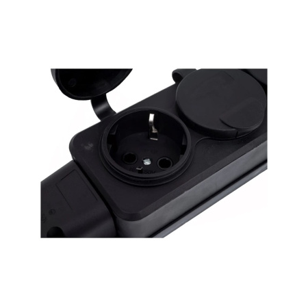 Картинка Колодка каучук 4-ая Черная с заглушками 2P+PE IP54 5704 Monolit