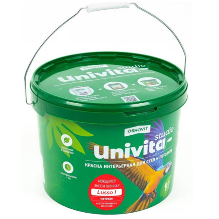 Картинка Краска для стен и потолков матовая база С 9 л Основит Унивита StudioLusso M7