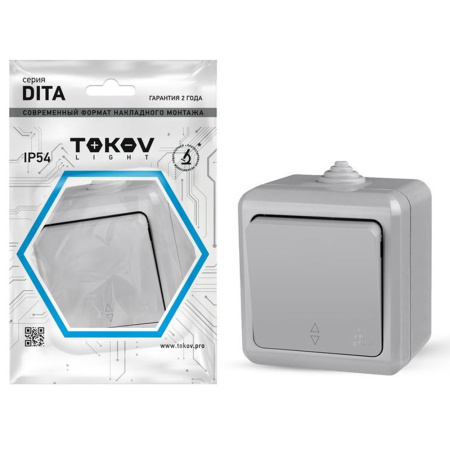Изображение Переключатель 1 клавиша ОП Dita IP54 10А 250В Серый TOKOV ELECTRIC Картинка Переключатель 1 клавиша ОП Dita IP54 10А 250В Серый TOKOV ELECTRIC