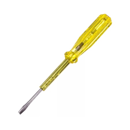 Отвёртка-индикатор желтая ручка 100-500 В 140 мм