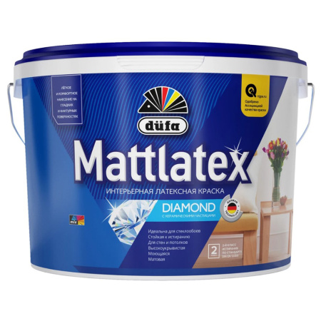 Краска латексная моющаяся для стен потолков обоев 9 л База 1 DUFA MATTLATEX