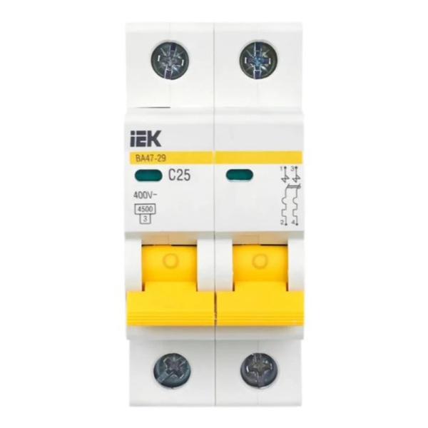 Картинка Выключатель автоматический 2п 25А С ВА47-29 4.5кА IEK