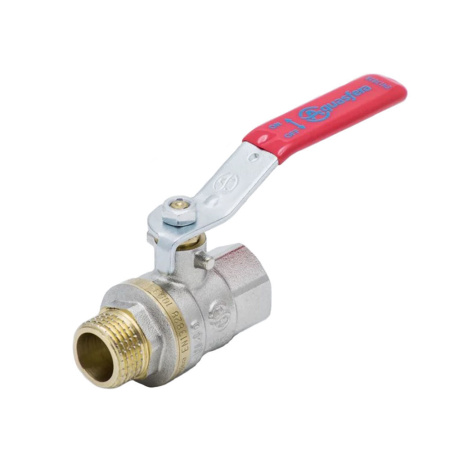 Кран шаровой 1003 Euro Ду15 1/2" ВР/НР никелированный полнопроходной рычаг красный Aquasfera