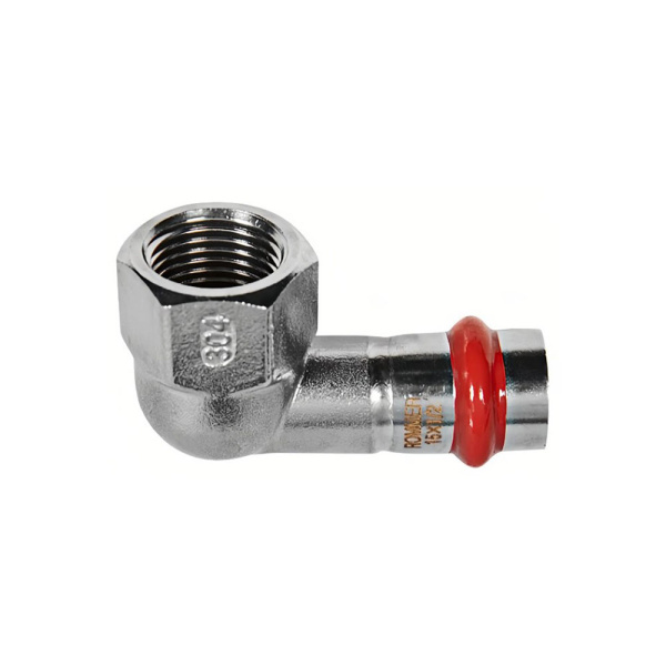 Картинка Угольник-переходник ВПр-ВР Ø 15х1/2" Нержавеющая сталь пресс ROMMER