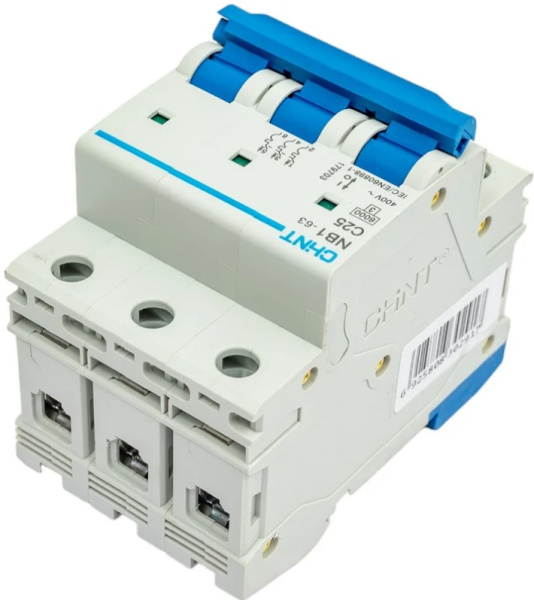 Картинка Выключатель автоматический модульный 3п C 25А 6кА NB1-63 CHINT