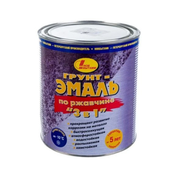 Картинка Грунт-эмаль 3в1 Зеленый RAL 6032 2,7 л НОВБЫТХИМ