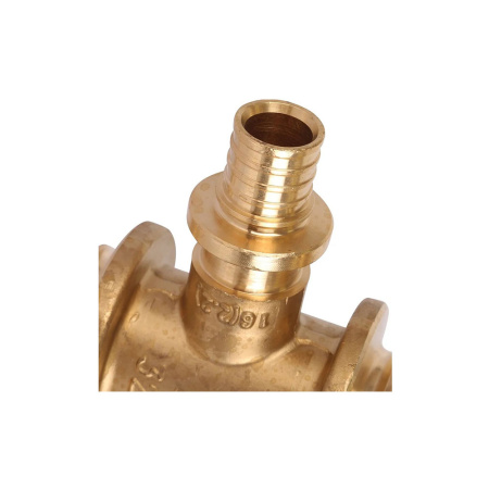 Картинка Тройник 32x16x32 мм латунь для труб из сшитого полиэтилена аксиальный STOUT