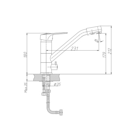 Картинка Смеситель для кухни с подключением фильтра латунь VALFEX Alioth Chrome VF.4304