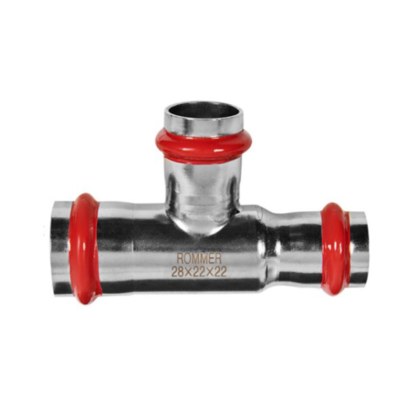 Картинка Тройник-переходник ВПр Ø 28х22х22 Нержавеющая сталь пресс ROMMER