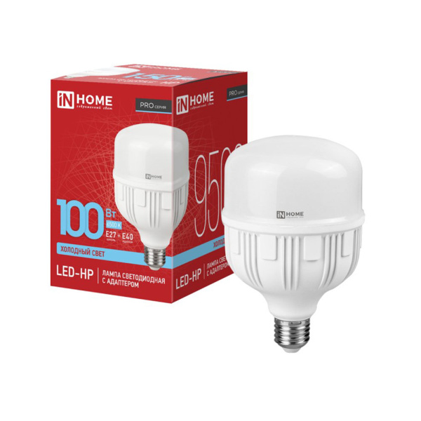Картинка Лампа светодиодная LED-HP-PRO 100Вт 230В E27 с адаптером Е40 6500К 9500Лм IN HOME