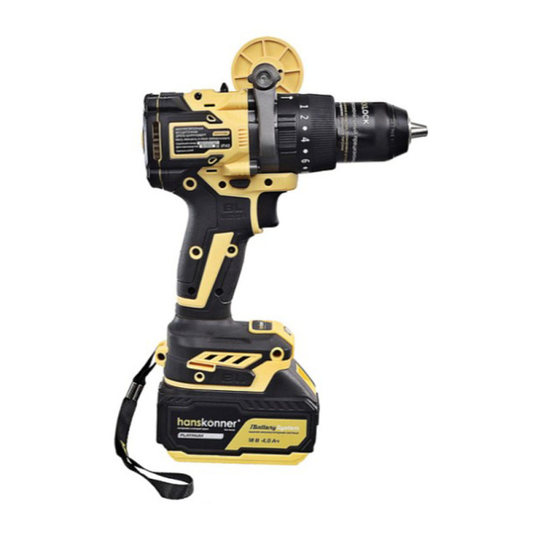 Картинка Дрель аккумуляторная ударная 18В 165Нм 2Ач+4Ач кейс HCD18165BLI Hanskonner PLATINUM