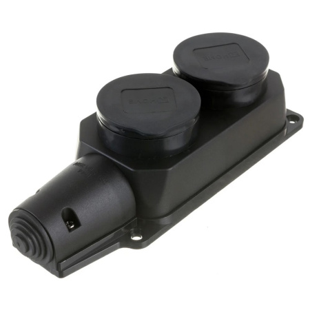 Картинка Колодка Каучук 2 местная с заглушками 2P+PE IP44 9322 IN HOME