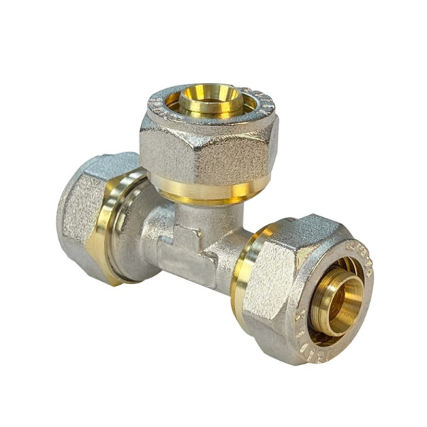 Картинка Тройник обжимной для труб металлопласт Ø 26x20х16 Valfex