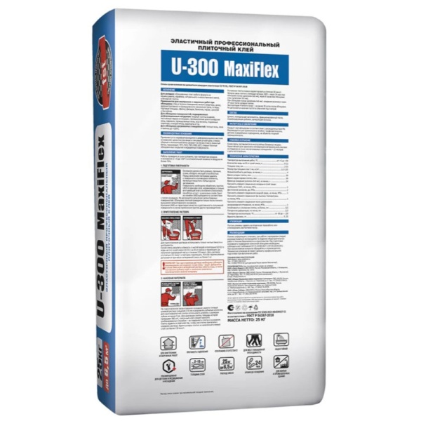 Картинка Эластичный плиточный клей Unis U-300 25 кг