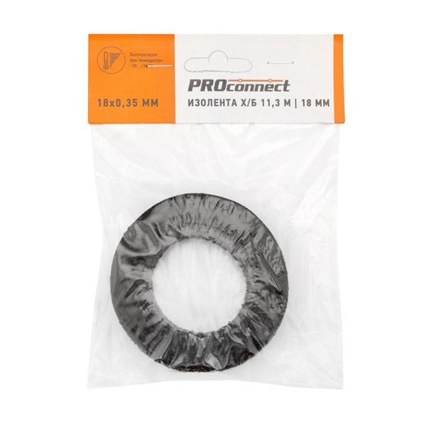 Картинка Изолента ХБ 18х0,35 мм ролик 11,3 м 80 г Тканевая PROconnect