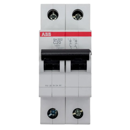 Картинка Автоматический выключатель 2п SH202 С 20А 4,5кА ABB