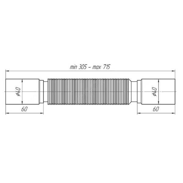 Картинка Гофра 40х40 L=305-715мм АНИ Пласт K404
