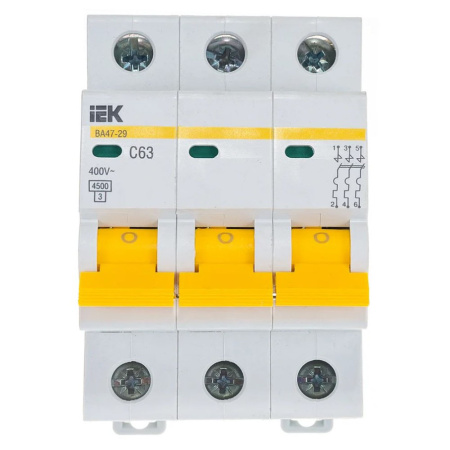 Картинка Выключатель автоматический 3п 63А С ВА47-29 4.5кА IEK